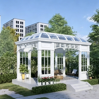 Véranda Moderne Toute Année en Aluminium avec Double Vitrage Trempé Basse Émissivité Isolant, Étanche, pour Jardin d'Hiver, Villa, Hall