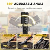 180 °   Brosse électrique pour barbecue à tête réglable, nettoyeur de barbecue sans fil rechargeable à couple élevé, brosse à barbecue 3 vitesses pour barbecue extérieur