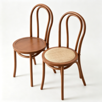 Chaises de salle à manger Thonet en bois courbé, style américain, bois massif vieilli, dossier rond, chaise de restaurant en osier