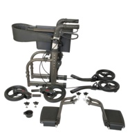 Kombinasi Kursi Roda dan Rollator Aluminium Bersertifikasi CE, Rem Tangan Berpengunci, Dapat Dilipat, Dapat Disesuaikan, Kapasitas 136kg, Rehabilitasi