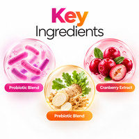 Probiotiques en capsules avec prébiotiques et canneberges, marque privée OEM, complément alimentaire quotidien pour femmes, approvisionnement en gros direct usine