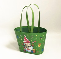 Panier-cadeau en carton de Noël de haute qualité en gros pour bonbons, vin et fleurs, avec revêtement UV et impression en relief