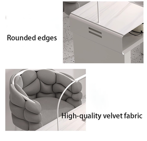 Mesas de uñas de crema nórdica de lujo con luz de Color personalizable, MESA DE MANICURA de cristal moderna, salón de belleza exclusivo HECHO DE Metal de hierro - Product Image 6