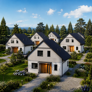 Maison préfabriquée en acier léger à toit en A, style cabane <span class=keywords><strong>scandinave</strong></span> avec extérieur en bois naturel pour maison de vacances et projet de retraite en montagne - Product Image 2