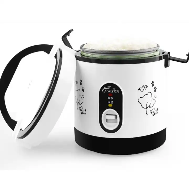 Mini Rice Cooker Portable White 1L Rice Cooker Steamer w/Measuring Cup