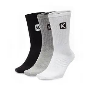 Custom Logo Men White Black Bamboo Cotton Athletic Sports Cycling Basketball Crew Socks Gray Gym Workout Terry Sport Sox For Man