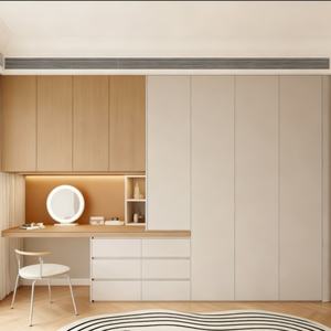 Armoire minimaliste personnalisable (panneaux de particules/<span class=keywords><strong>OSB</strong></span>) Rangement confortable pour chambre à coucher avec coiffeuse intégrée Tailles personnalisées disponibles - Product Image 1