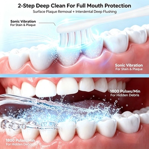 Set de <span class=keywords><strong>Cepillo</strong></span> de Dientes Eléctrico Recargable para Adolescentes, <span class=keywords><strong>Cepillo</strong></span> de Dientes Sónico con <span class=keywords><strong>Irrigador</strong></span> Bucal Portátil 2 en 1, Kit de Cuidado Dental para el Hogar - Product Image 3