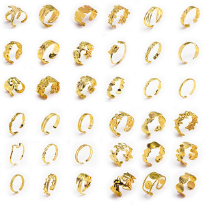 SZ413 Bijoux Oriole Vintage Bracelets Joncs Ouverts Ajustables Plaqué Or 18K pour Femme en Acier Inoxydable Inaltérable Empilable - Product Image 3