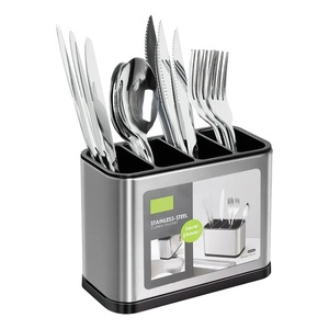 Contenitore per posate in acciaio inox 80x60x130mm con scomparto per la conservazione in cucina - Product Image 1