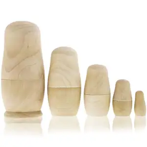 Blank Unpainted Houten Nesting Dolls Voor Diy Ambachten