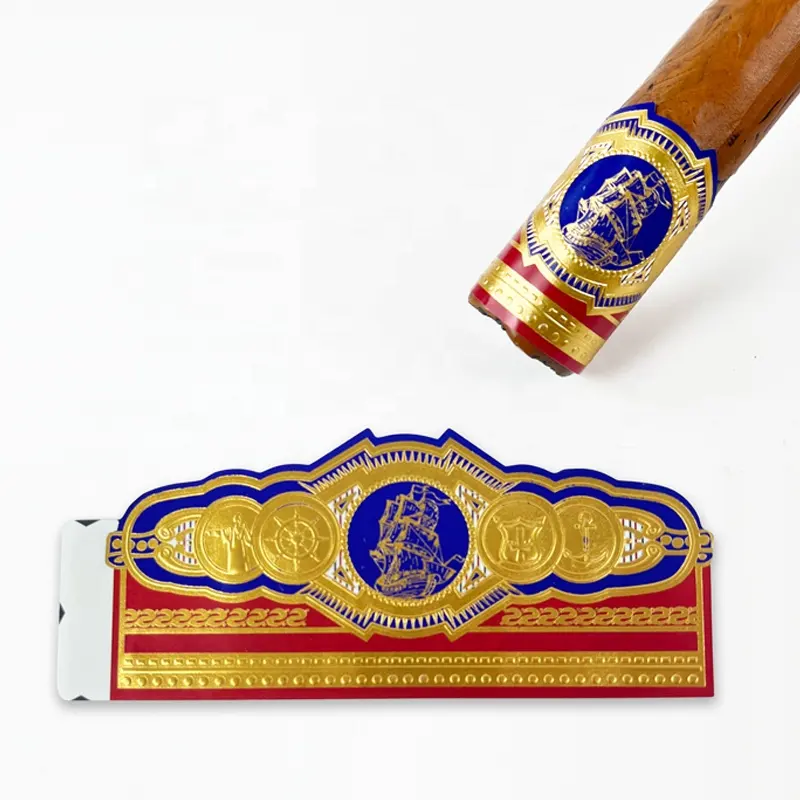 Custom private logo stickers cigar band paper ring Sticker label Printing Embossing cigar labels