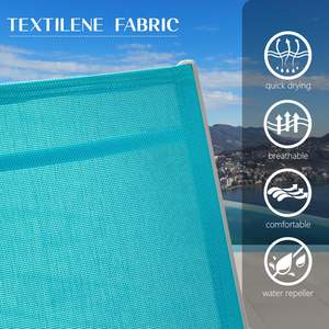 Lettino prendisole da esterno regolabile in alluminio da esterno in 3 pezzi con tavolino in metallo per tutte le stagioni per giardino sul prato - Product Image 5