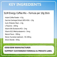 Café instantané minceur Vigoworld en sachets, marque privée, stimule la perte de poids et le métabolisme avec Garcinia Cambogia et vitamines B, café minceur
