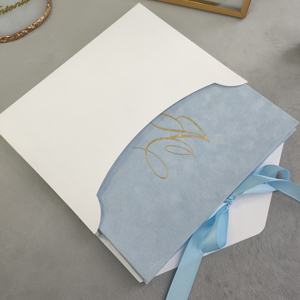 Invitaciones de Boda de Acrílico Espejo Plateado con Terciopelo Azul Cielo, con Sobre y Tarjeta RSVP, para Invitaciones Elegantes de Fiesta de Matrimonio - Product Image 6