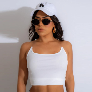 Top Sottile Personalizzato per Donne con Tessuto Lavorato a Maglia, Bottoni Aperti, Fronte Trasparente con Logo e <span class=keywords><strong>Spalline</strong></span> Corte Intrecciate - Product Image 2