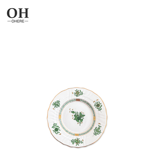 Juego de platos de cena Ohere Luxury Gold Rim Bone China con calcomanía de flor verde <span class=keywords><strong>vajilla</strong></span> de boda al por mayor - Product Image 5