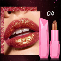 Lipstik Mutiara Pengubah Warna Grosir 6 Warna Metalik Berkilau Lipstik Mengkilap Melembapkan Label Pribadi Rias Bibir Cosplay