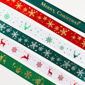 Vente en gros Rouleau de ruban de satin de Noël Cadeau Rubans cadeau gros-grain d'arbre de Noël pour la décoration de Noël et des vacances - Product Image 5