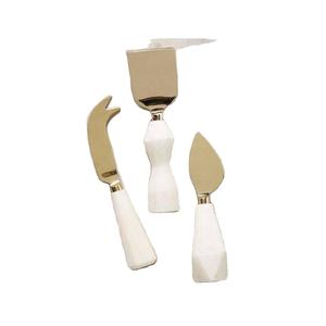 Metal Decorative Handmade <b>Tableware</b> Sets Gold Stainless Steel <b>Tableware</b> White Resin Handle Cheese Set - Product Image 1