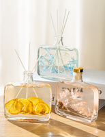 Bouteille en verre vide de luxe pour diffuseur de parfum d'ambiance, 100ml 200ml, plate, mignonne et élégante, avec bouchons en liège