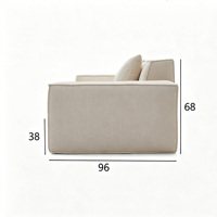 Canapé modulaire en lin beige, canapé de sol avec accoudoirs carrés, canapé combinable de 70 cm, 200/280/300 cm, meubles d'appartement Wabi-sabi