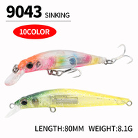 Umpan Pancing Minnow Tenggelam 80mm 9.1g Umpan Minnow Keras Buatan Umpan Keras untuk Air Asin dan Air Tawar