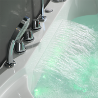 Bañera de Hidromasaje Acrílica Moderna Independiente para 2 Personas, para Baño Interior, con Altavoz Bluetooth y Certificación CE