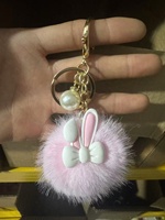 Porte-clés pendentif en peluche lapin mignon coréen populaire sur internet, avec perles, pour sac ou voiture