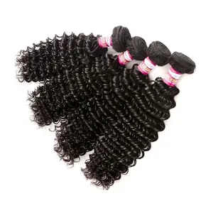 อินเดียDeep Wave Bundles 100% ผมมนุษย์สานหลวมDeep Wave Kinky Curly Bundles Dealดิบเวอร์จินมนุษย์ต่อผม 12A