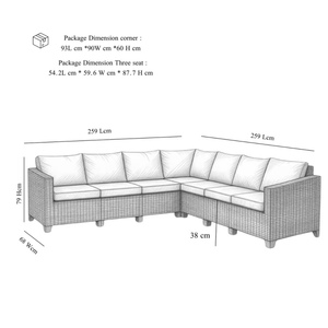 Conjunto de Sofás Modulares Curvos de Mimbre Sintético para Exteriores con Cojines Extraíbles para Patio, Jardín y Piscina, Resistentes - Product Image 2
