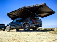 Toldo XL de 270 Grados con Doble Poste, LED Integrado, Impermeable, Patas Ajustables, Cobertizo Completo para Coche y Camping