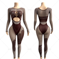 ELITES Mini robe exotique en résille à rayures pour femmes Vente en gros de vêtements de danse sexy Body Teddy Babydoll