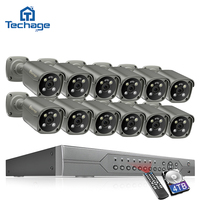 Système de caméra CCTV Techage 4K 16CH POE, kit de caméra de sécurité domestique CCTV avec NVR 4K et 16 caméras IP 8MP et câbles