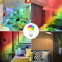 Ampoule LED intelligente RGBW à couleur changeante, contrôle par application WIFI, 110v, 220v, A60, Ra80, E27, 10W, SMD, 2835, variable, pour l'intérieur