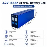Cellule de batterie liquide prismatique de qualité A 3,2 V 154 Ah, 3000+ cycles, pour stockage solaire DIY et utilisation EV/maritime -20-60°C