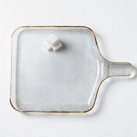 Assiette à dessert carrée en cristal sans plomb, fabriquée à la main, soufflée à la bouche, de style nordique, luxueuse et écologique, pour servir des pâtisseries, des fromages