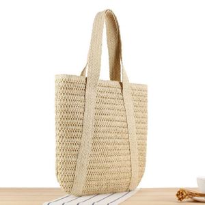 Advanced French Simple Casual Shoulder Straw Tote Bag Seaside Holiday Large Capacity Beach Bag Embroidery Two <b>Open</b> for Summer - Product Image 4
