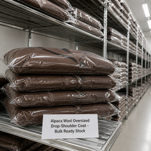 OEM ODM <strong>Women</strong> Chocolate Brown Alpaca Wool Oversized Drop-Shoulder Double-Sided Short Coat Long Sleeve Wholesale - Product Image 6