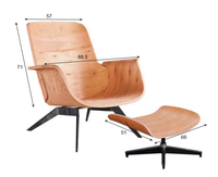 Chaise de salon au design industriel avec composants en contreplaqué courbé, dossier et assise en contreplaqué moulé pour la maison, le bureau et la salle à manger