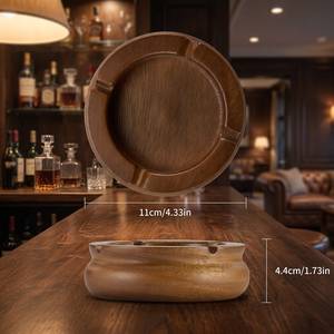 Cenicero de Madera Maciza de Nogal con Diseño Clásico para el Hogar, Antideslizante, Fácil de Limpiar, con Logotipo Grabado Personalizado, Venta al Por Mayor - Product Image 2