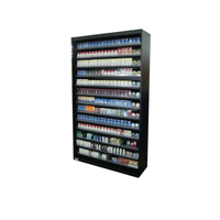 Support d'affichage de cigarettes en métal à revêtement en poudre à usage intensif, à poser au sol, avec poussoir en acrylique pour l'affichage en magasin de tabac