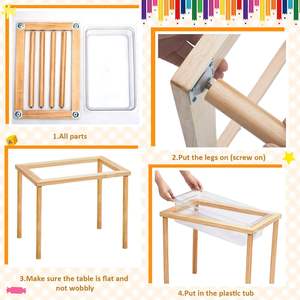 Ensemble de 2 tables <span class=keywords><strong>d</strong></span>'activités interactives pour enfants, tables à <span class=keywords><strong>eau</strong></span> <span class=keywords><strong>et</strong></span> à <span class=keywords><strong>sable</strong></span>, tables sensorielles en bois - Product Image 6