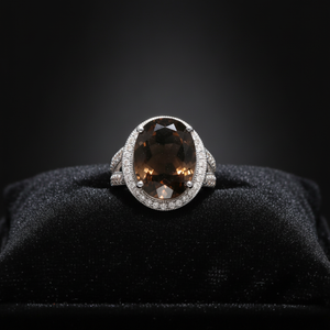 Joyería de moda cuarzo ahumado natural 925 anillos finos de plata esterlina para hombres y mujeres diseño único Venta caliente precio de fábrica - Product Image 3