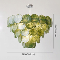 Lustre moderne en verre de Murano, style luxe américain, 4 ou 5 couches, en verre vert, suspension LED pour chambre et salon