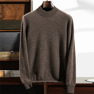 Suéter Personalizado de Cachemira 100% para <span class=keywords><strong>Hombre</strong></span>, <span class=keywords><strong>Cuello</strong></span> Semialto, Color Sólido, Manga Larga, Otoño-Invierno - Product Image 1