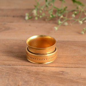 Handmade Solid Brass 14K Gold Plated Bezel Setting Modern Unisex <b>Spinner</b> <b>Ring</b> Thumb Band - Product Image 2