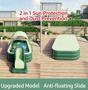 Piscina Inflable para Niños con Tobogán y Toldo, Protección UV UPF50+, PVC Ecológico, Centro de Juegos Acuáticos Familiar para Jardín - Product Image 5