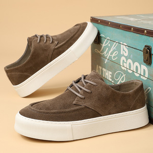 Coffee Suede Lace Up Shoes Thick Platform Sneakers Soft <b>Matte</b> Suede Upper Matching Fabric Laces Suitable for outdoor activities - Product Image 2