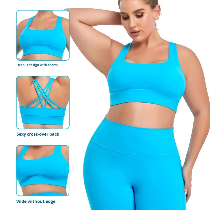 2026 New Plus Size Women's High Support Shockproof Padded Spandex/Nylon Solid Sports Bra Non-adjusted Straps Guangdong-Made
